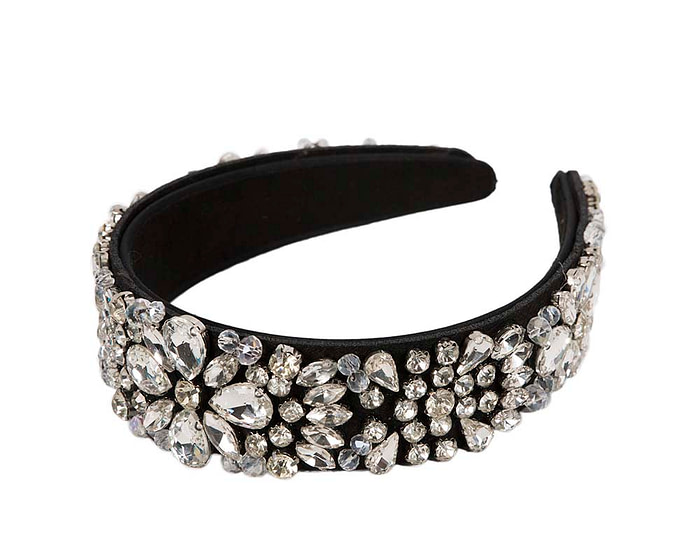 Black & white crystal headband by Cupids Millinery CU586 - Image 2