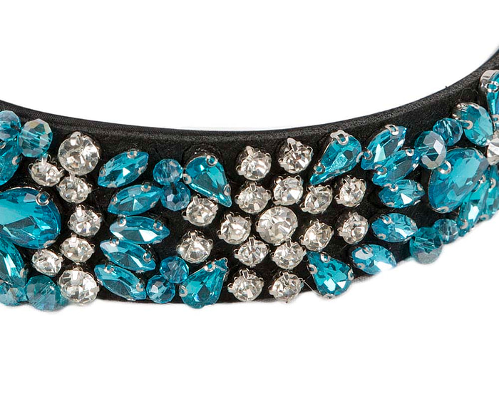 Turquoise crystal headband by Cupids Millinery CU586 - Image 3