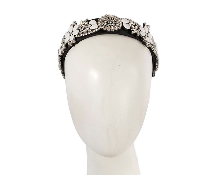 Black & white crystal headband by Cupids Millinery CU587