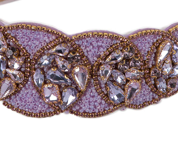 Lilac crystal headband by Cupids Millinery CU589 - Image 3