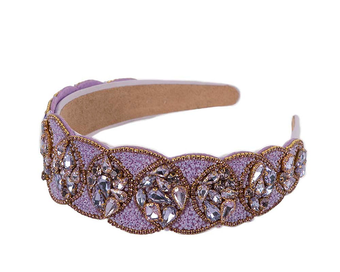 Lilac crystal headband by Cupids Millinery CU589 - Image 2