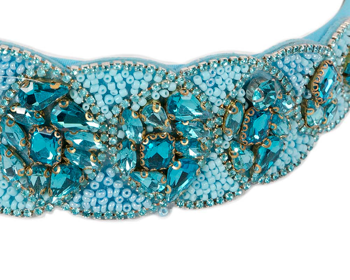 Turquoise crystal headband by Cupids Millinery CU589 - Image 3