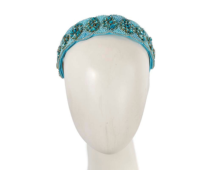 Turquoise crystal headband by Cupids Millinery CU589