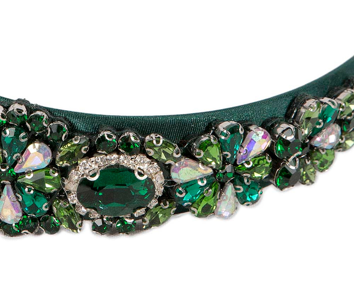 Green crystal headband by Cupids Millinery CU591 - Image 3