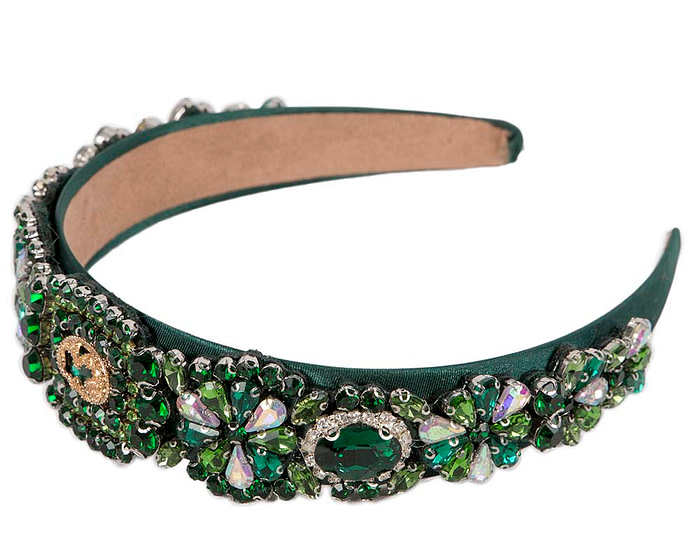 Green crystal headband by Cupids Millinery CU591 - Image 2