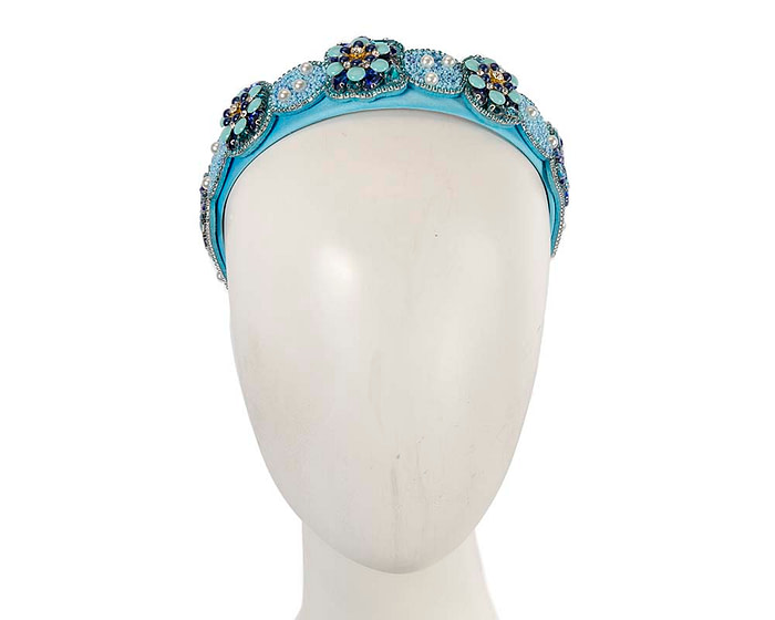 Turquoise crystal headband by Cupids Millinery CU592