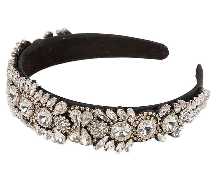 Black and white crystal headband by Cupids Millinery CU594 - Image 2