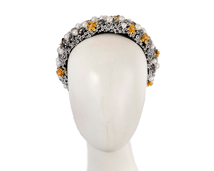 Multicolor pearl headband by Cupids Millinery