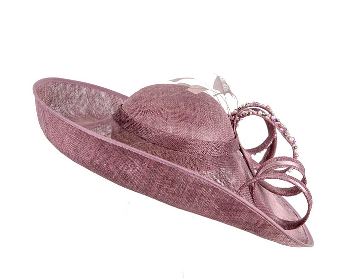 Large mauve sinamay fashion hat - Image 6