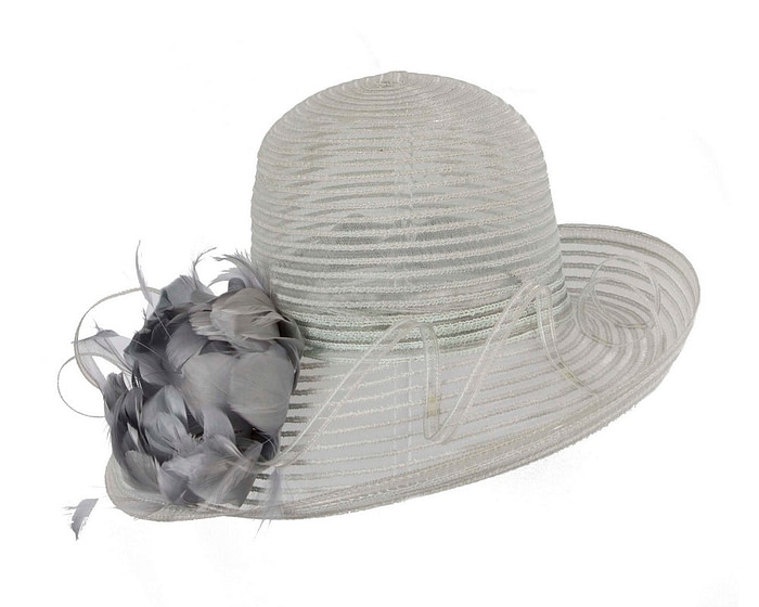 Silver hat with feather flower - Image 2