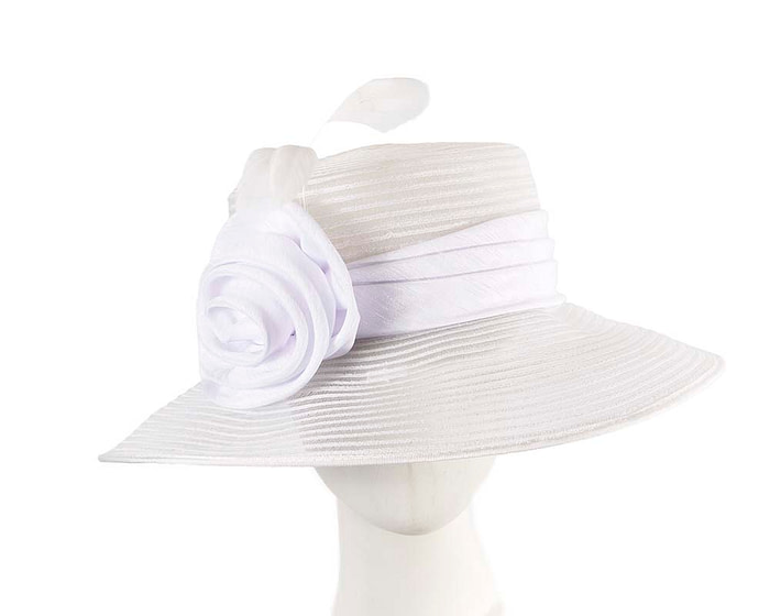 White hat with satin flower