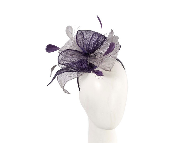 Purple and silver racing fascinator