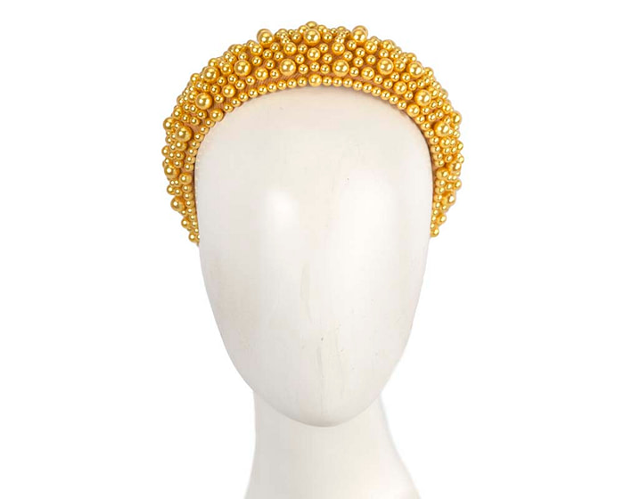 Yellow pearl fascinator headband by Cupids Millinery