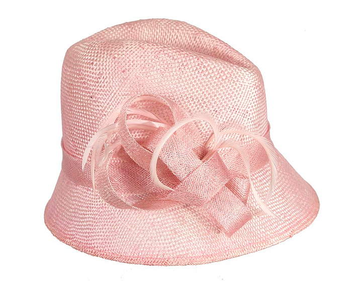 Pink straw fedora hat by Cupids Millinery - Image 4