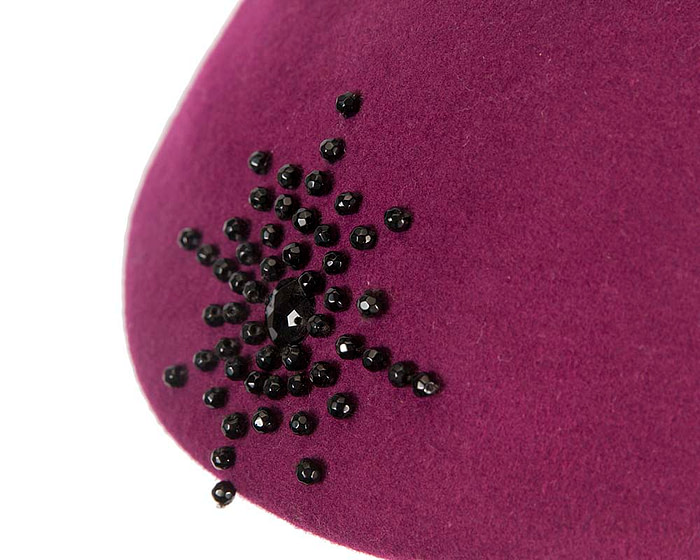 Fuchsia winter felt beret - Image 5