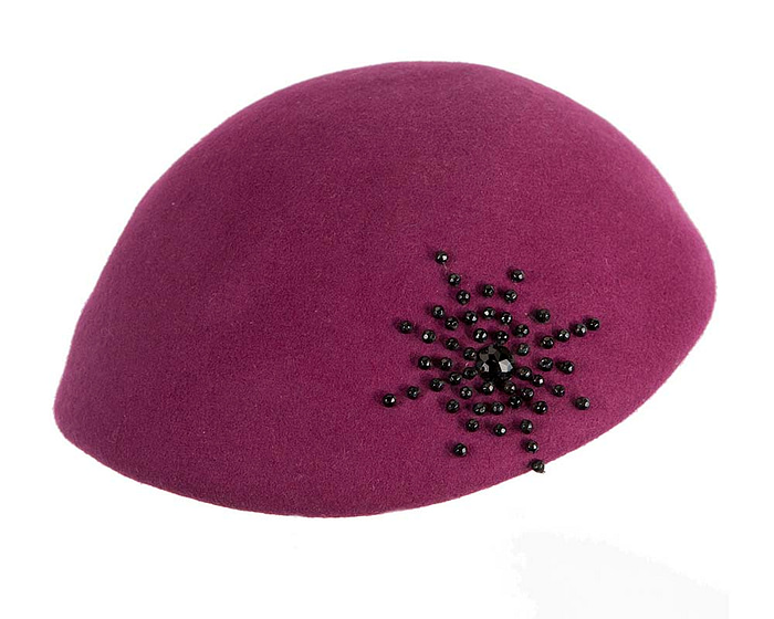 Fuchsia winter felt beret - Image 4