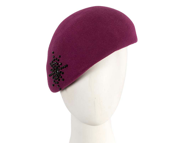 Fuchsia winter felt beret