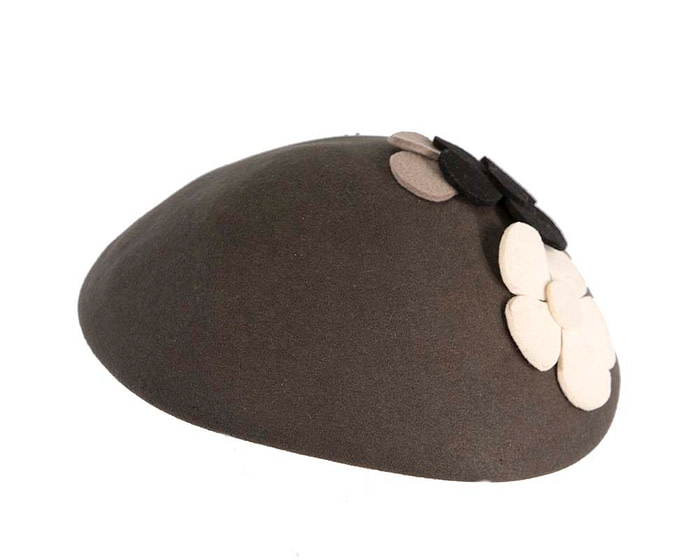 Grey winter felt beret CU615 - Image 6