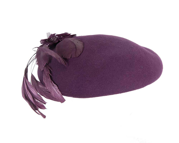 Purple winter felt beret - Image 6