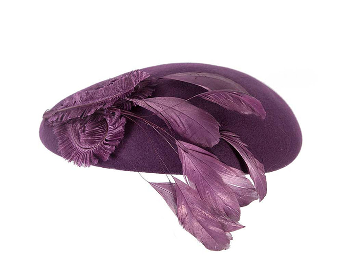 Purple winter felt beret - Image 3