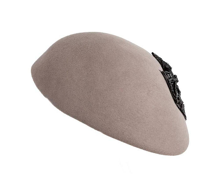 Grey winter felt beret CU618 - Image 3