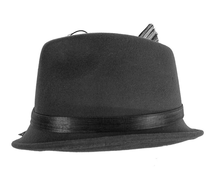 Black ladies winter fashion felt fedora hat by Fillies Collection F686 - Image 3