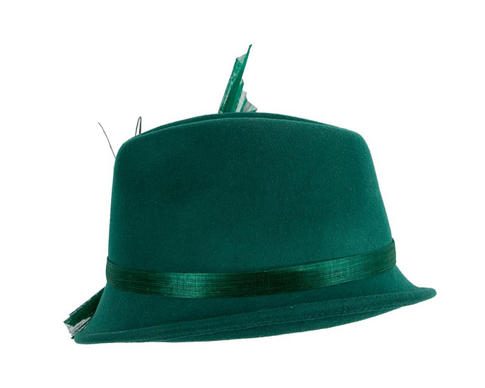 Green ladies winter fashion felt fedora hat by Fillies Collection F686 - Image 3