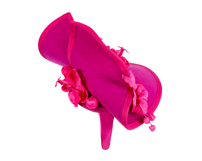 Fuchsia winter felt fascinator with orchid - Image 4