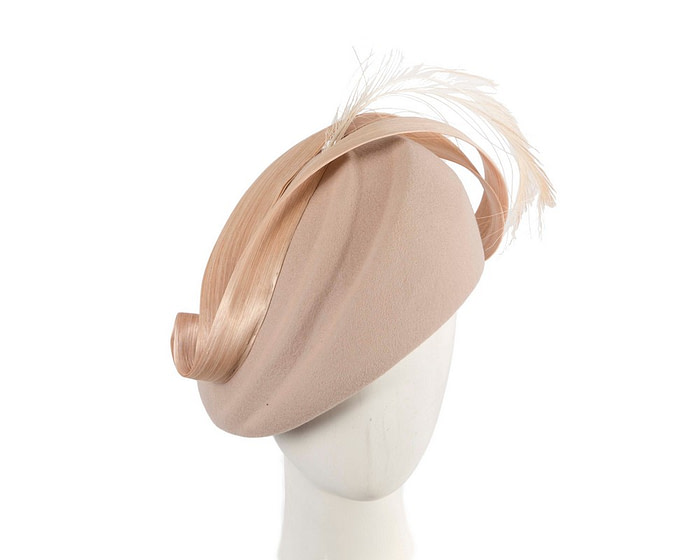 Nude winter felt beret by Fillies Collection