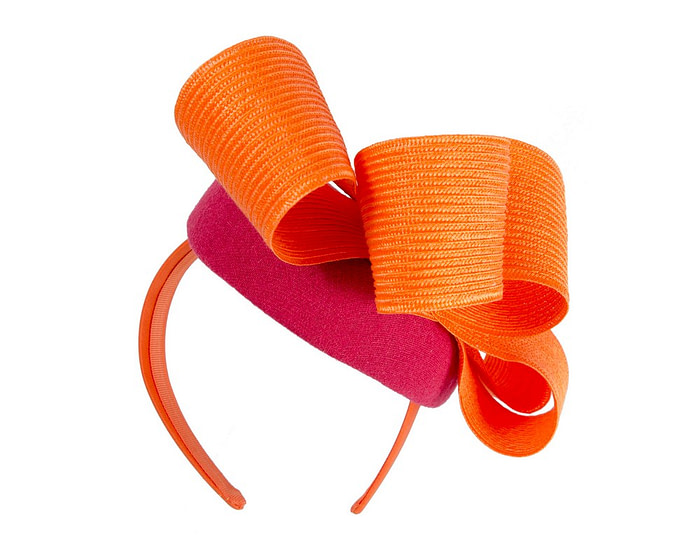 Fuchsia & orange pillbox winter fascinator by Fillies Collection - Image 6