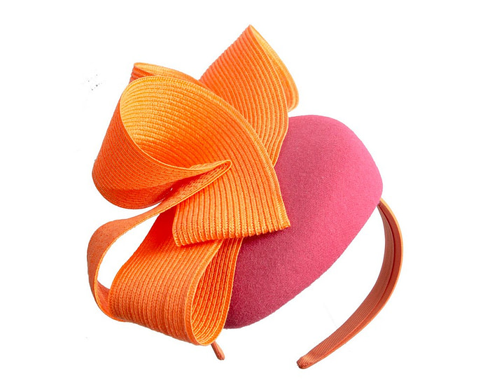 Fuchsia & orange pillbox winter fascinator by Fillies Collection - Image 2