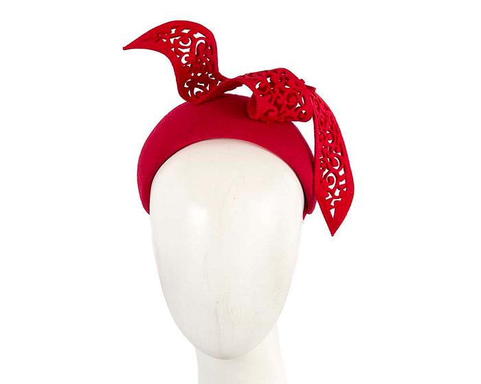 Bespoke red winter racing fascinator by Fillies Collection F695