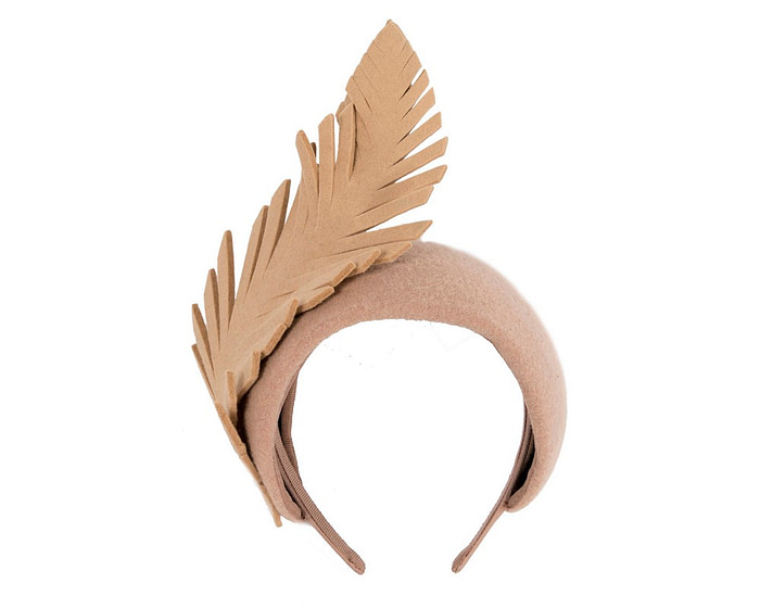 Bespoke beige winter racing fascinator headband - Image 2