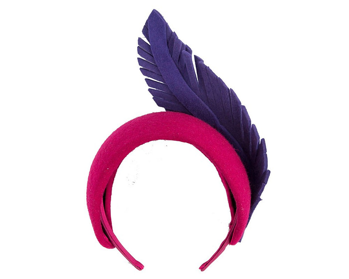 Bespoke fuchsia & purple winter racing fascinator headband - Image 4