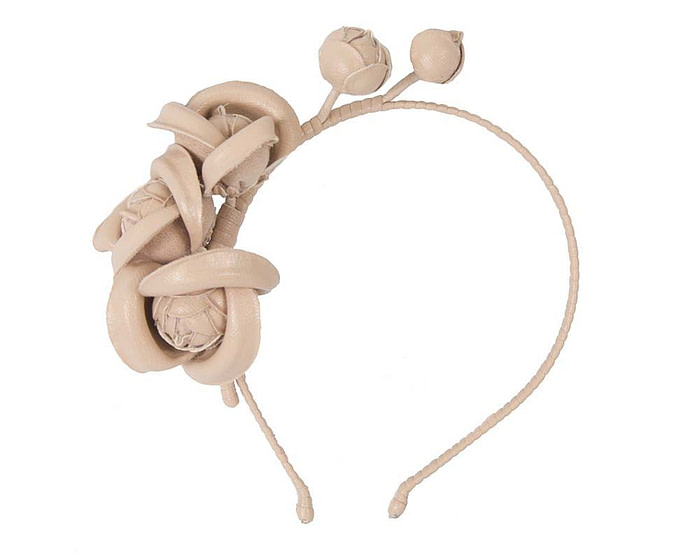 Nude leather flowers headband by Max Alexander - Hats From OZ