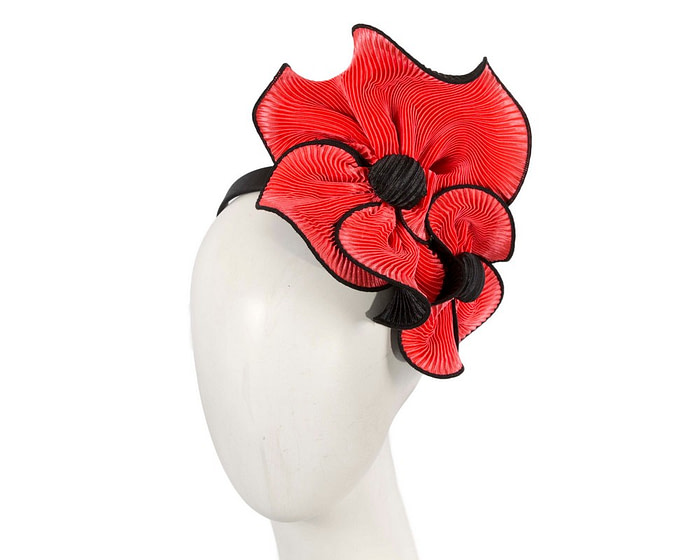 Coral & black racing fascinator by Max Alexander - Hats From OZ