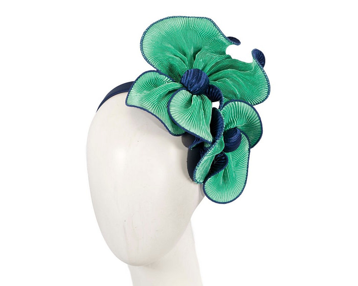 Green & blue racing fascinator by Max Alexander