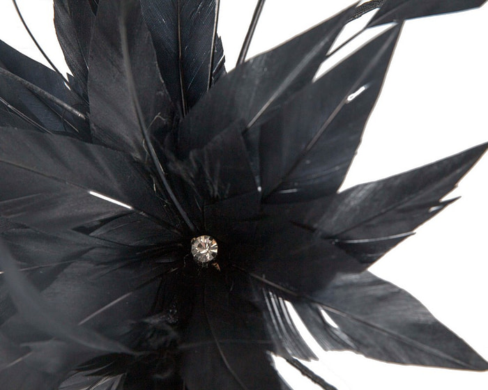 Black feather flower fascinator headband - Image 3