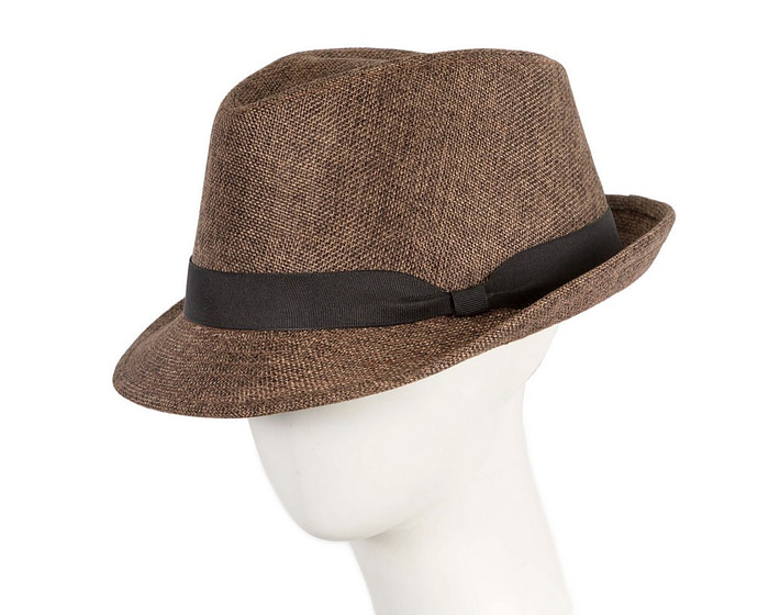 Brown Short Brim Trilby Hat