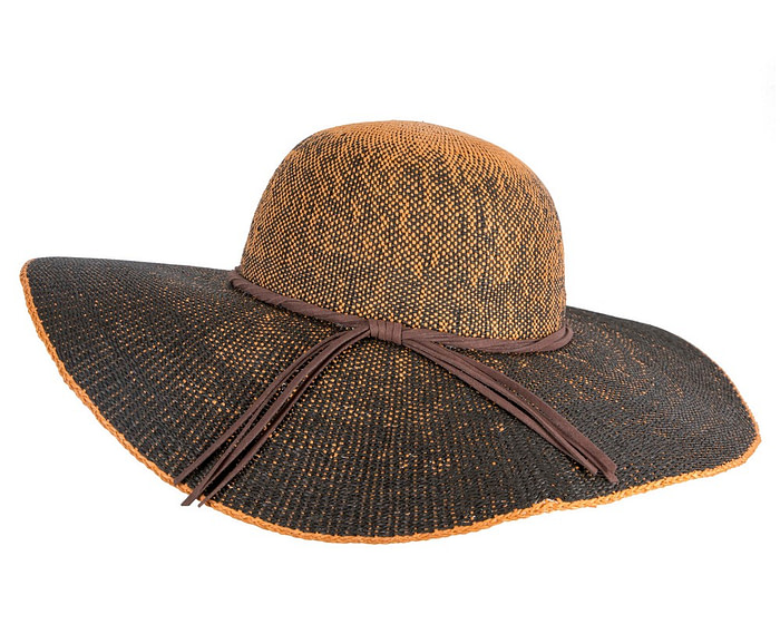 Multi-color brown wide brimmed ladies summer beach hat - Image 4