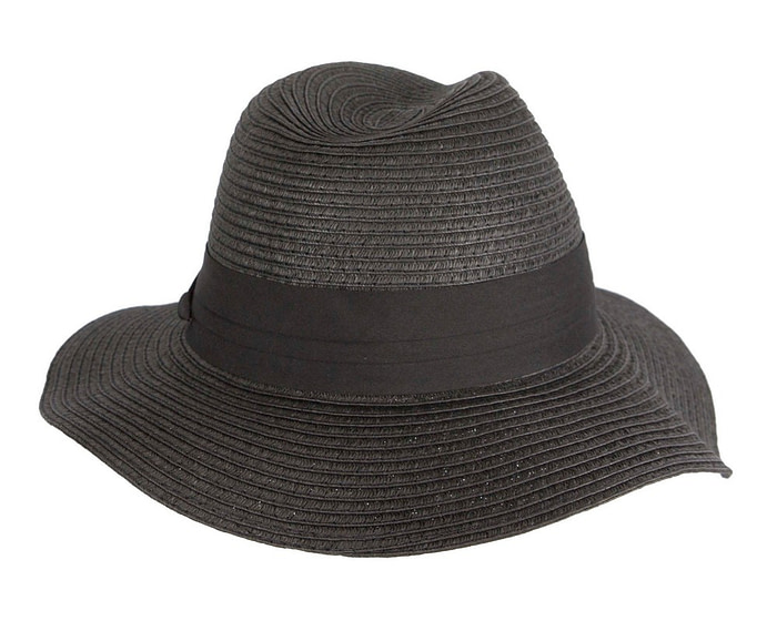 Unisex Black Wide Brim Summer Fedora Hat AV61674B - Image 5