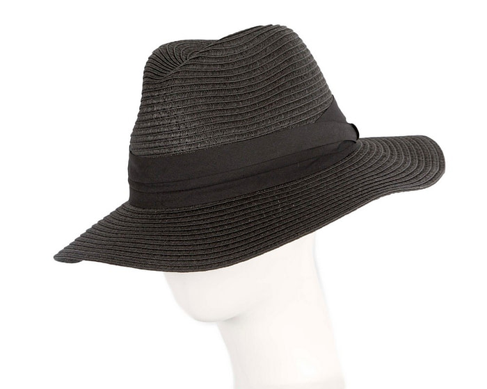 Unisex Black Wide Brim Summer Fedora Hat AV61674B