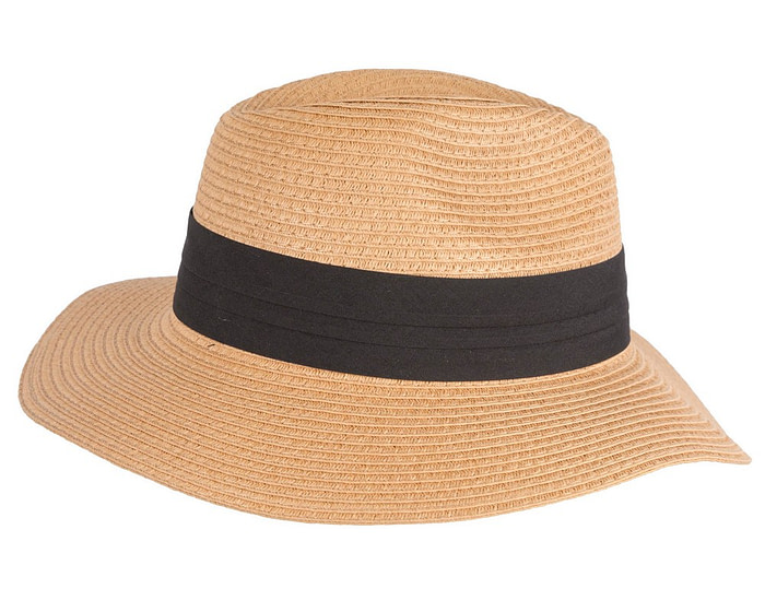 Unisex Black Wide Brim Summer Fedora Hat AV61674MC - Image 4