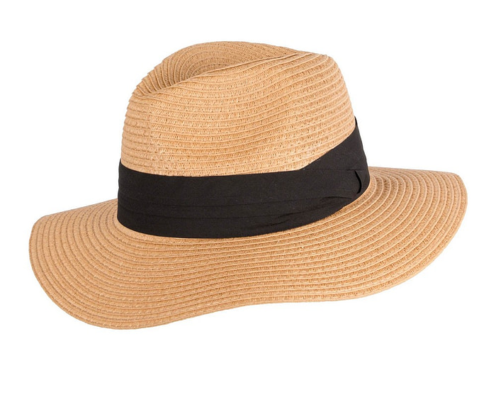 Unisex Black Wide Brim Summer Fedora Hat AV61674MC - Image 2