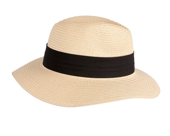 Unisex Black Wide Brim Summer Fedora Hat AV61674NT - Image 3