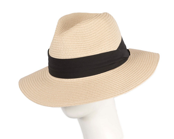 Unisex Black Wide Brim Summer Fedora Hat AV61674NT