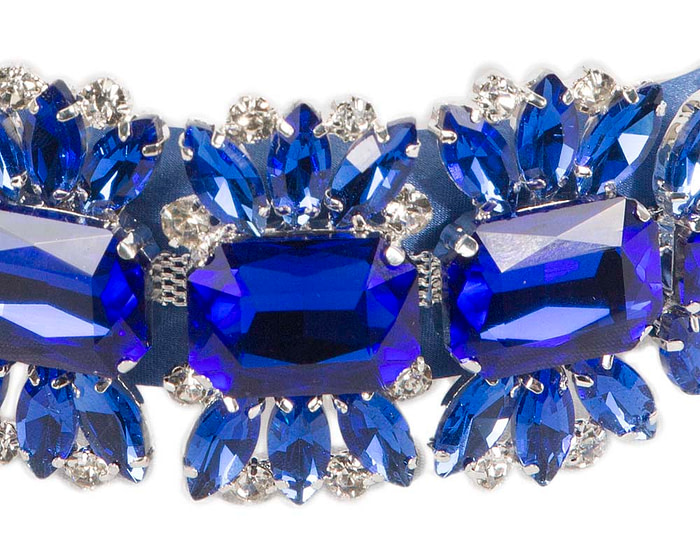 Royal blue crystal fascinator headband by Cupids Millinery - Image 3