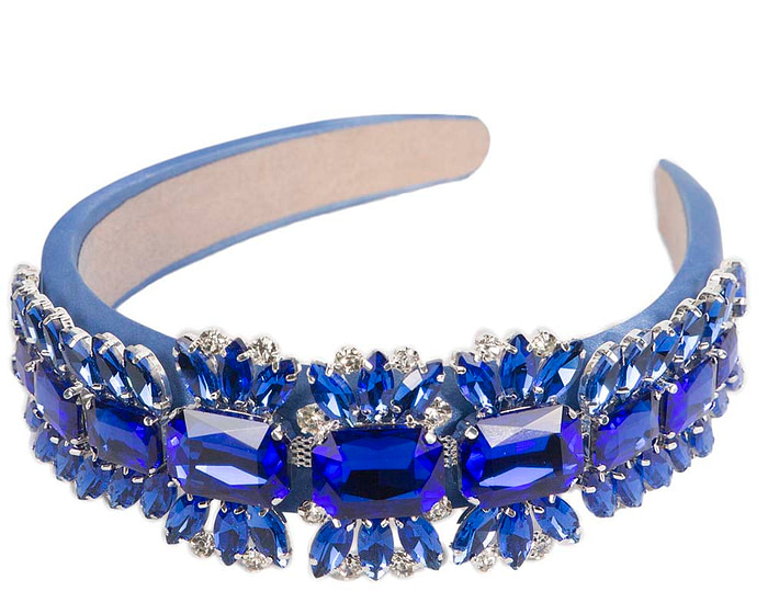 Royal blue crystal fascinator headband by Cupids Millinery - Image 2