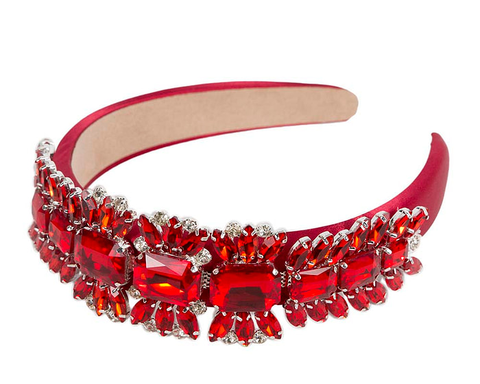 Red crystal fascinator headband by Cupids Millinery - Image 2