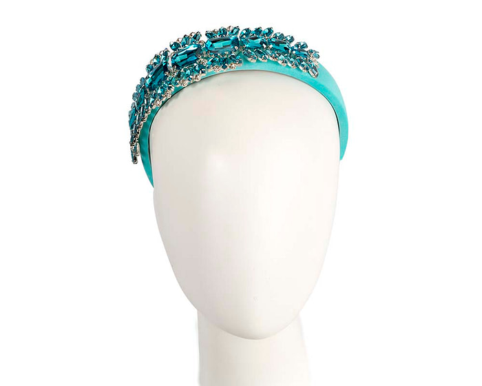 Turquoise crystal fascinator headband by Cupids Millinery